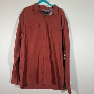 Hawx Men's Solid Mahogany Twill Snap Long Sleeve Work Shirt Size 2XLT XXL Tall